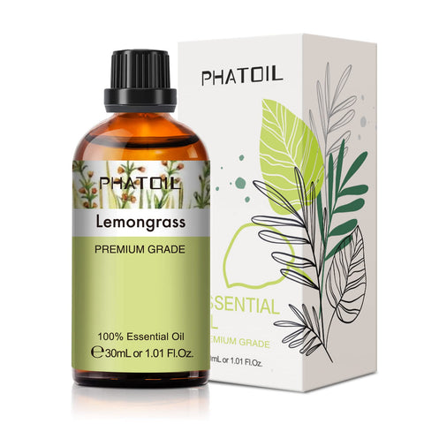 Lemongrass Essential Oil 1.01fl.oz/30ml, PHATOIL Lemongrass Oils Long Lasting Scents for Aromatherapy, Diffuser, DIY Soap and Candle Making