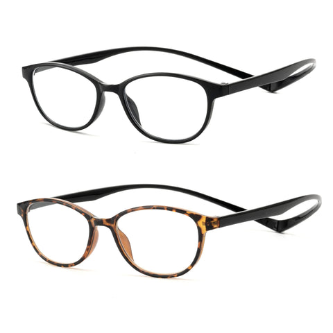 JM 2 Pack Magnetic Reading Glasses for Men Women, Hang Neck Blue Light Blocking Computer Readers Black & Tortoise +1.0