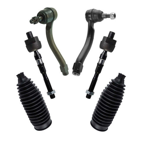 TRQ Front Inner Outer Steering Tie Rod End Bellow Boot Kit 6pc Set for Infiniti EX35 EX37 Q50 Q60 QX50