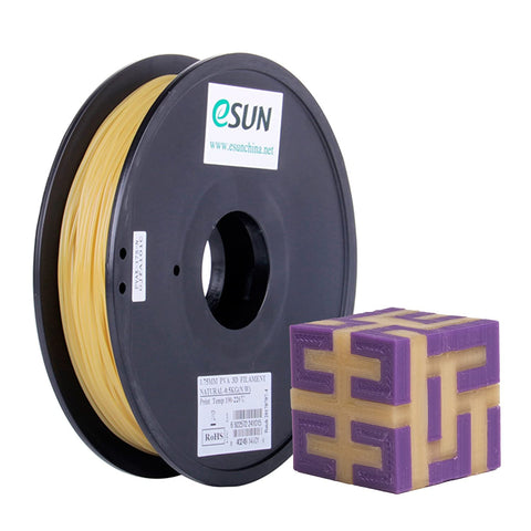 eSUN Water Soluble PVA Filament 1.75mm, 3D Printer Filament PVA, Dimensional Accuracy +/- 0.05mm, 0.5KG (1.1 LBS) Spool Support Material for 3D Printers, Natural