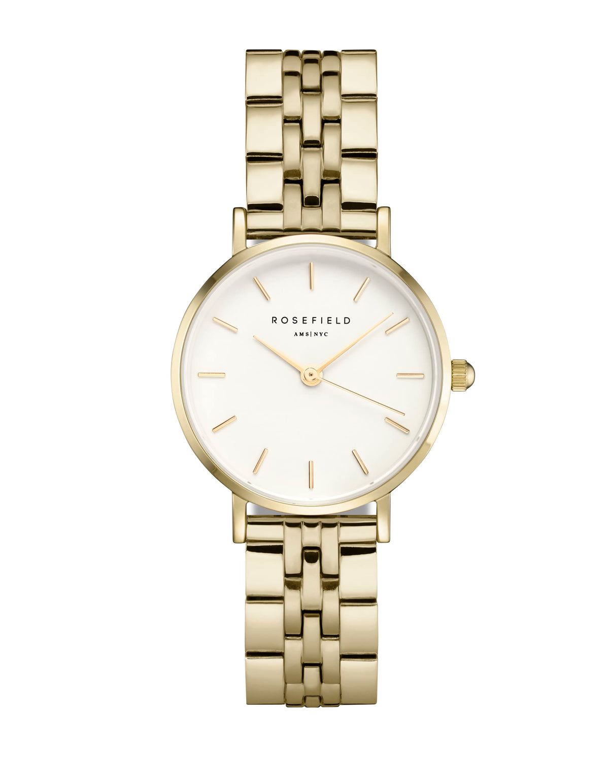 Rosefield Women's Watch The Small Edit Gold Round Case - White Dial 26WSG-267
