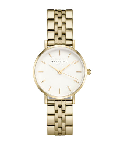 Rosefield Women's Watch The Small Edit Gold Round Case - White Dial 26WSG-267
