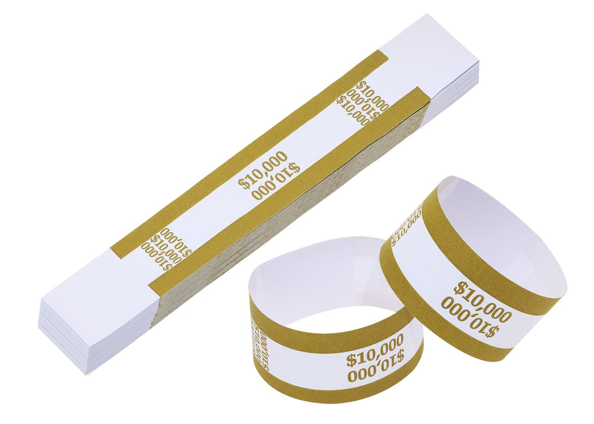 ONLYKXY 150pcs Self Sealing Cash Currency Straps Money Paper Bands Bill Wrappers Tape for Bank Supermarket Currency Organize Cash Dollar Wraps Organizer ($10000)