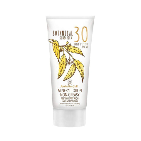 Australian Gold SPF 30 Botanical Sunscreen Mineral Lotion, 5 Fluid Ounce, White
