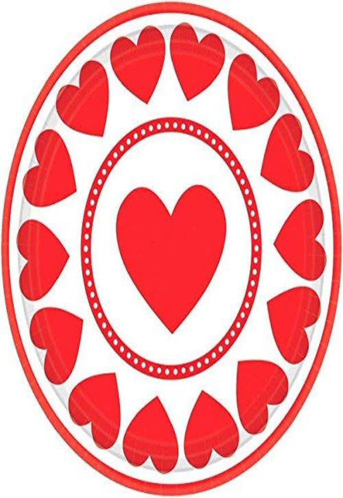 Amscan Sweet Love Valentine's Day Party Round Luncheon Plates Tableware (8 Pack), 9", Red/White