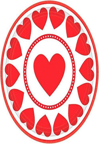 Amscan Sweet Love Valentine's Day Party Round Luncheon Plates Tableware (8 Pack), 9", Red/White