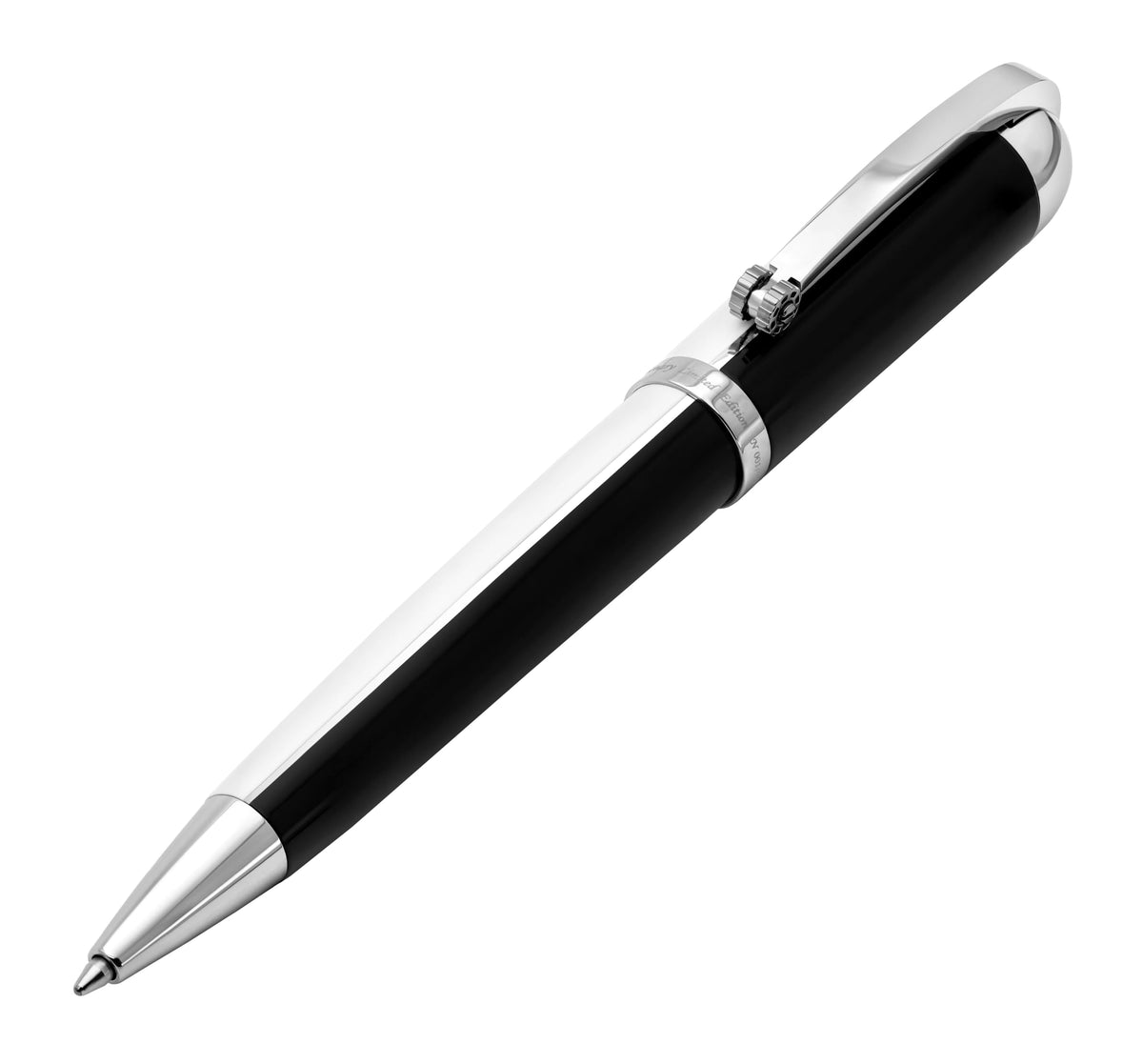Xezo Visionary Brass and Aluminum Executive Ballpoint Pen, Hand-Enameled in Black and White Color. Limited Edition of 500. Classic Art Deco Colors, Retrofuturistic Design