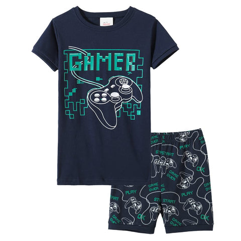 MyFav Boys Pajamas Cotton Dinosaur Sleepwear Set T Shirt Pants Pjs Set for Kids