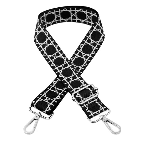 Teegxddy 1PCS 3.8cm Adjustable Shoulder Strap, Black Water Ripple Wide Bag Shoulder Strap for Men and Women, DIY Bag Accessories for Girls
