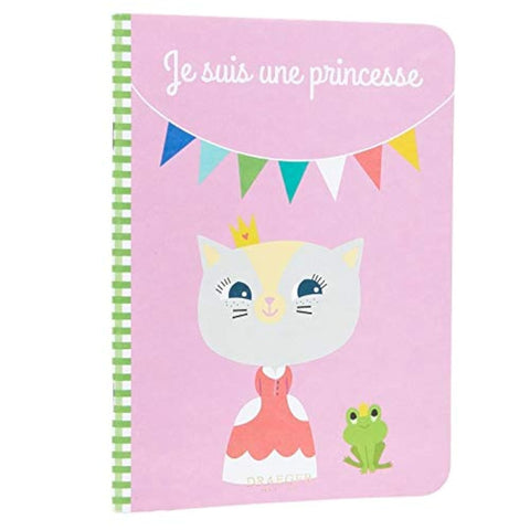 Draeger - “Je Suis Une Princesse” Children's Notebook - Writing and Drawing Notebook - Illustrated Cover - Small Large Squared Notebook (Séyès) - FSC® Certified Paper