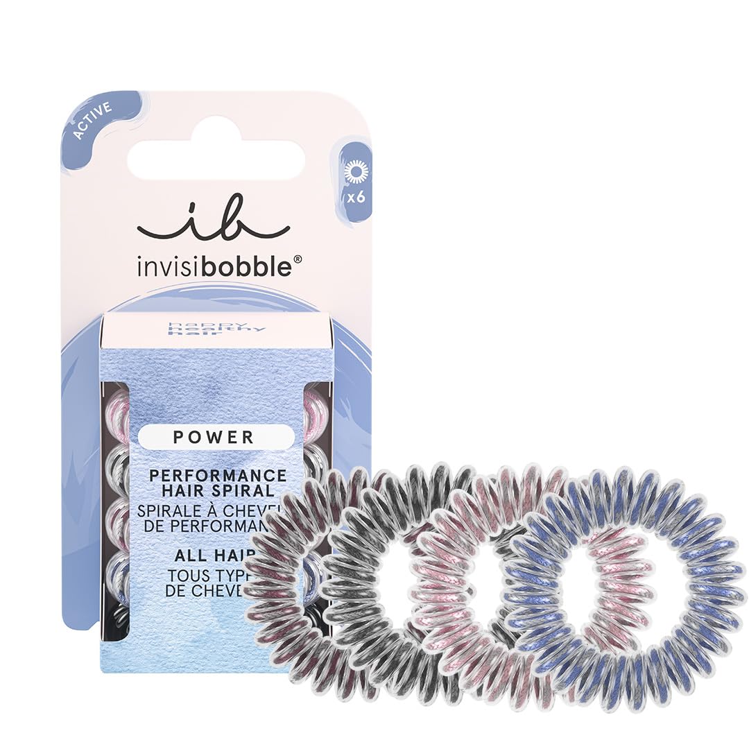 invisibobble Power Hair Bobbles for Men & Women, Strong Hold, Hair Scrunchie Set, Multicoloured, Reflective, Braid Scrunchies for Sports, Extra Strong, Colourful Hair Elastics, Thick Hair, Pack of 6