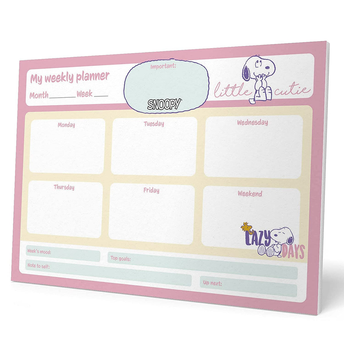 Grupo Erik Snoopy Weekly Planner A4 | Snoopy Calendar | Family Calendar | 54 Tear Off Pages | Desk Calendar | Organiser Planner | Snoopy Gifts