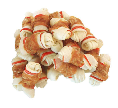 Pawant Dog Treats Chicken Wrapped Rawhide Bones for Small Dog Treats Puppy Chews Snacks Promotes Healthy Chewing Chicken Wrapped Knot 2.5" 0.5lb