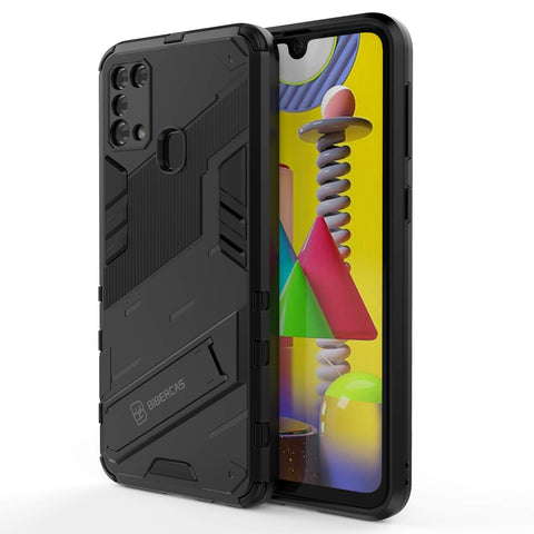 TingYR Case for Samsung Galaxy M31, Foldable Holder, TPU/PC Shockproof Phone Cover, Full Body Protection Cover, Phone Case for Samsung Galaxy M31.?Black?