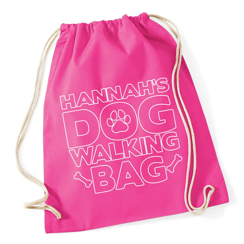 Hippowarehouse Personalised custom name dog walking bag Drawstring Cotton School Gym Bag 37cm x 46cm, 12 litres