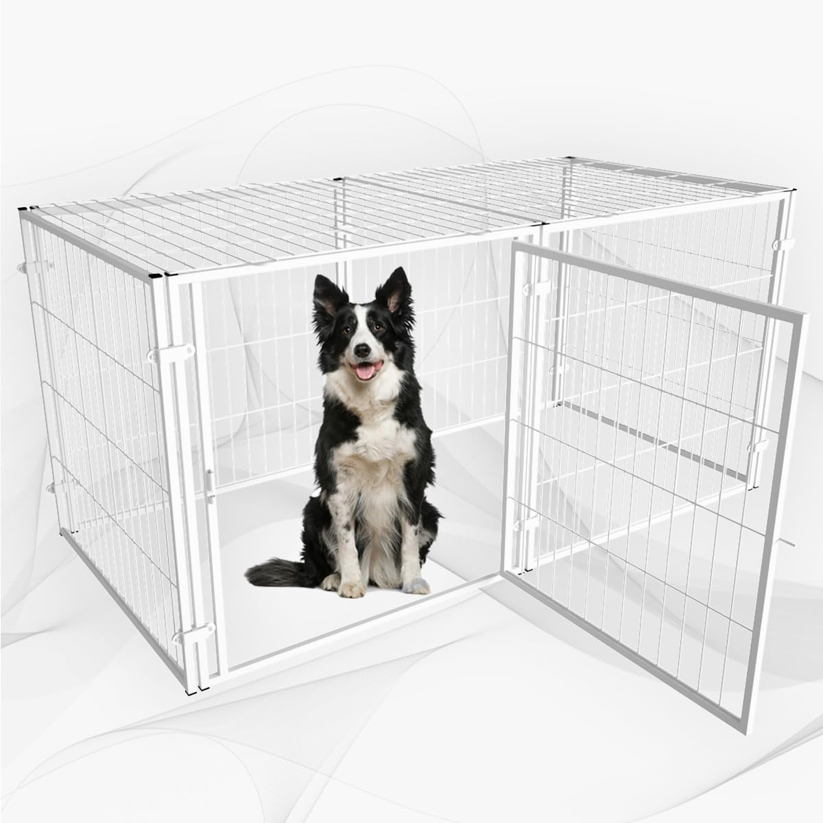 48" Large Dog Crate, Big Dog Cage for Small Medium Large Dogs, Puppy Dog Playpen, Pet Cage, Extra Large XL XXL, Indoor Outdoor, White