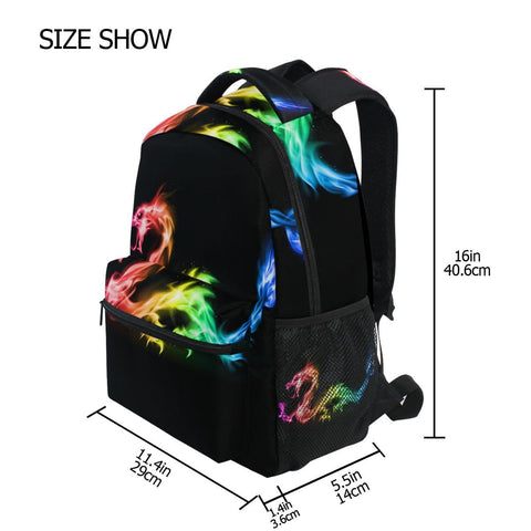 ALAZA Boys Backpacks for School, Dragon Monster Rainbow Bright Flame Bookbags for Kids Boy Teen Toddler Fashion Daypack Rucksack Travel Laptop Bag