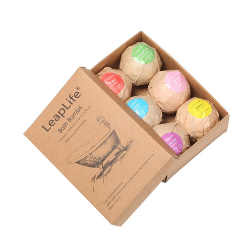 LeapLife Bath Bombs Gift Set,Organic Handmade Large Fizzer with 100% Natural Materials for Kids, Women Men, Best Gift for All Festivals including lemon, rose, lavender, vanilla, green tea, ocean(6pcs)