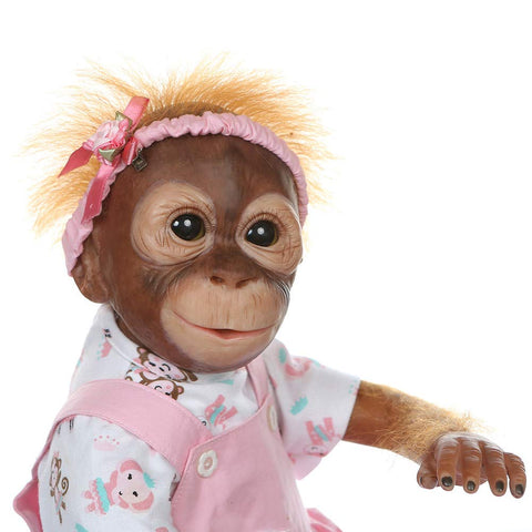 iCradle New 21INCH 52CM Reborn Baby Monkey Handmade Detailed Paint Newborn Doll Collectible Art Toy for Ages 3+ (Pink)