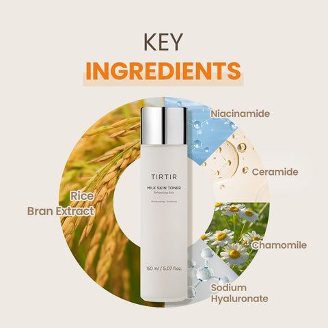 TIRTIR Milk Skin Toner | Deep Moisturizing, Instant Glow, 2% Niacinamide, Rice Bran Extract, Ceramide, Panthenol, Cruelty-Free, Fungal Acne Friendly, Vegan.