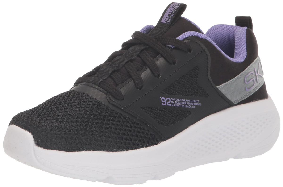 Skechers Kids Girls Go Run Elevate-Manhattan Mo Sneaker, Black/Purple, 12 Little Kid