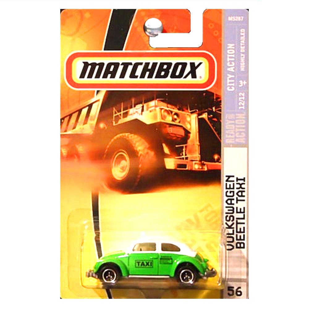 Matchbox Volkswagen VW Beetle Taxi Green and White 2008 56 City Action Series 12 of 12 1:64 Scale Collectible Die Cast Car