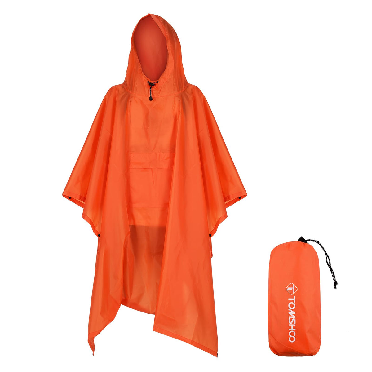 Tomshoo rain poncho, raincoat, waterproof camping tent, tarpaulin, 3-in-1 multifunctional rain cover for hunting, camping, hiking and cycling., Orange