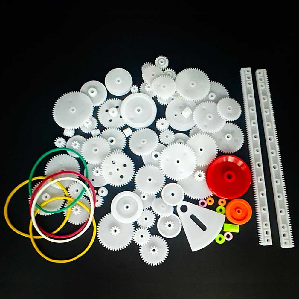 URIMPAVIDO 75PCS Plastic Gears for Motor RC Car DIY Toy Model Helicopter RC Car Robot Gear Replacement