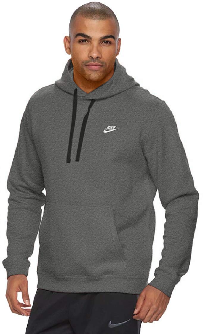Nike Men's Sportswear Club Pullover Hoodie, Charcoal Heather/Charcoal Heather/White, Large Tall