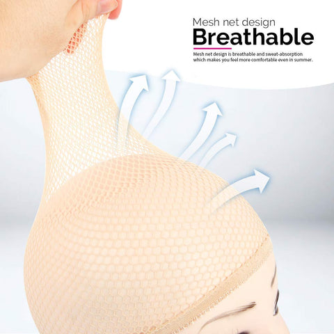 LANCHE Wig Caps 5 pieces Light Brown Stocking Wig Caps Stretchy Nylon Wig Caps for Women (Mesh Wig Caps)