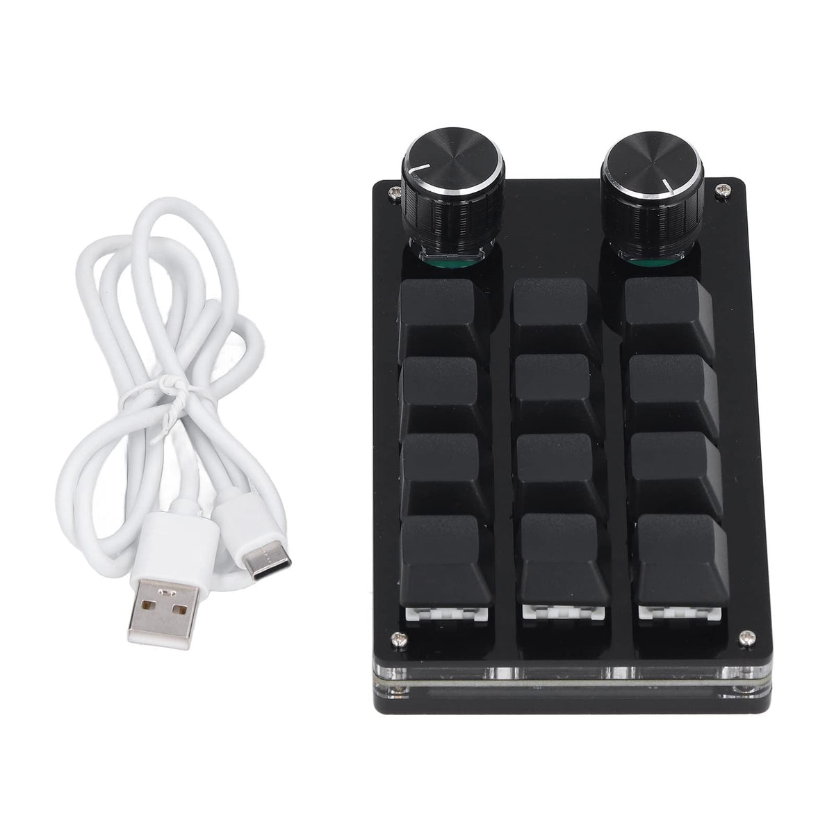 Naroote Gaming Keypad Programmable Keypad Keyboard Knob Macro Keypad,Mechanical Gaming Keypad 12 Keys 2 Knobs Small OSU Gaming Keyboard DIY Programmable Keyboard with USB Cable