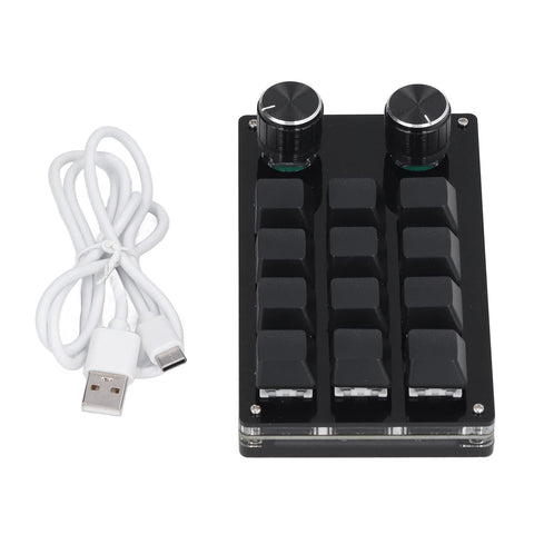 Naroote Gaming Keypad Programmable Keypad Keyboard Knob Macro Keypad,Mechanical Gaming Keypad 12 Keys 2 Knobs Small OSU Gaming Keyboard DIY Programmable Keyboard with USB Cable