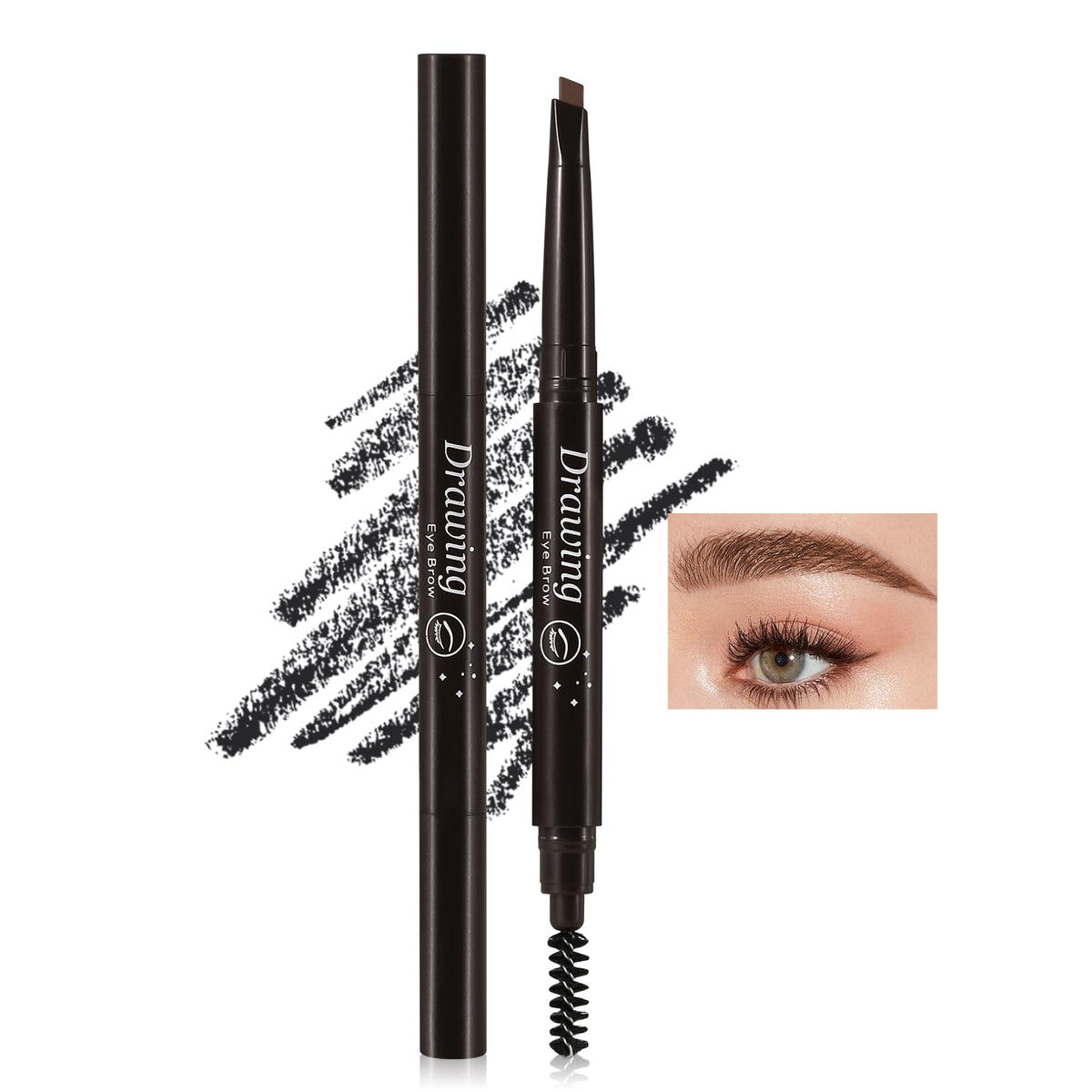 Boobeen Eyebrow Pencil, Waterproof Smudge-Proof Eye Brow Definer Pen, Dual Ended Pencil with Brush, Shapes&Defines&Fills Brow Makeup, Create Natural-Looking Brows