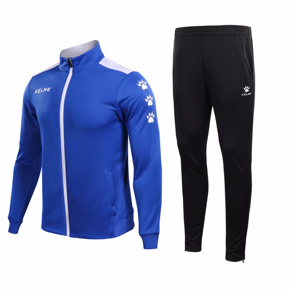 KELME Men's Tracksuits, Sportswear, Top and Bottom Set, Jacket & Long Pants, Casual Training Wear, Athletic Workout Shirt Blue Medium