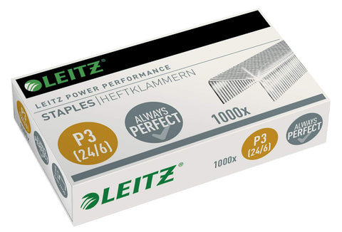 Leitz 55700000 P3 Power Performance 24/6 Staples, Strong Steel, Length 6 mm, 1000 Staples, Staples Up to 30 Sheet Capacity