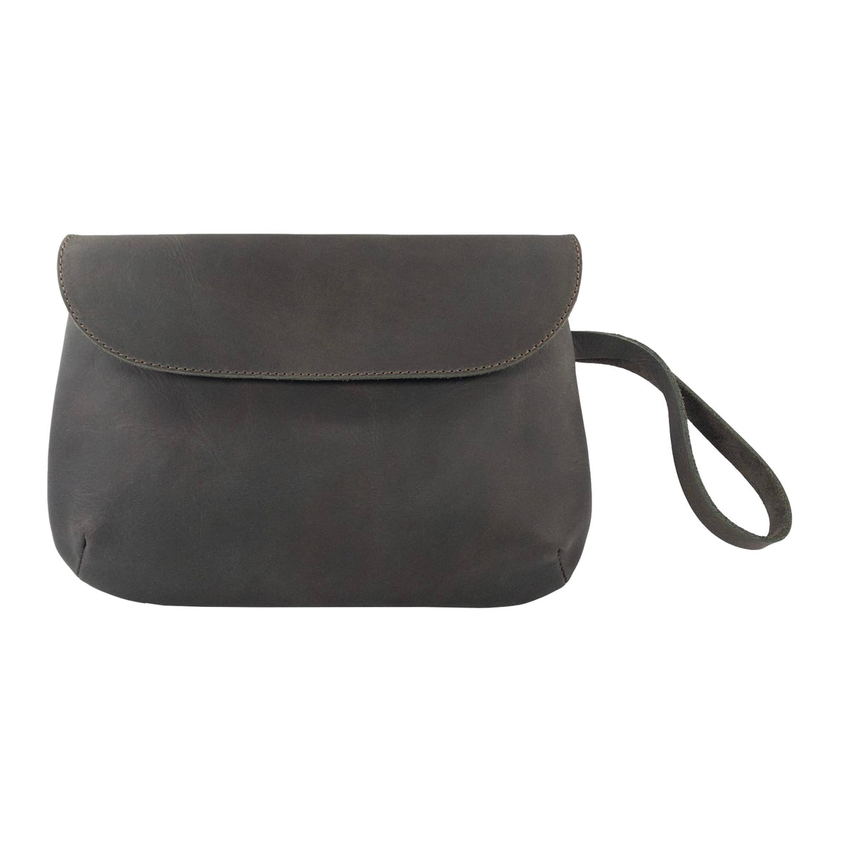 Hide & Drink, Chic Clutch Bag Handmade from Full Grain Leather, Wrist Wallet for Cards, Dark Jade