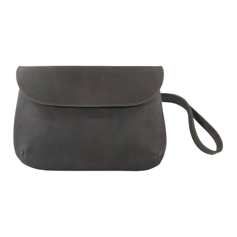 Hide & Drink, Chic Clutch Bag Handmade from Full Grain Leather, Wrist Wallet for Cards, Dark Jade