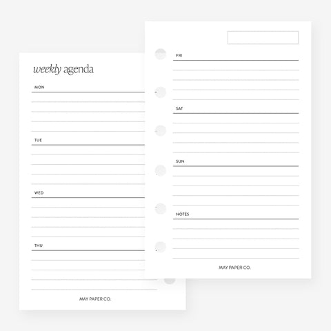 Pocket Undated No.02 Weekly Horizontal Lined Week on Two Pages Planner Insert for Filofax Pocket, LV PM agenda refill 6 hole 3.2 x 5