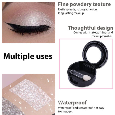 Pearl White Matte Shimmer Sparkle Single Mini Eyeshadow,Silver White Eyeshadow Powder Apply Makeup Easily,Comes With Eyeshadow Brush and Mirror,Long Lasting Waterproof Blendable Eyeshadow Nude
