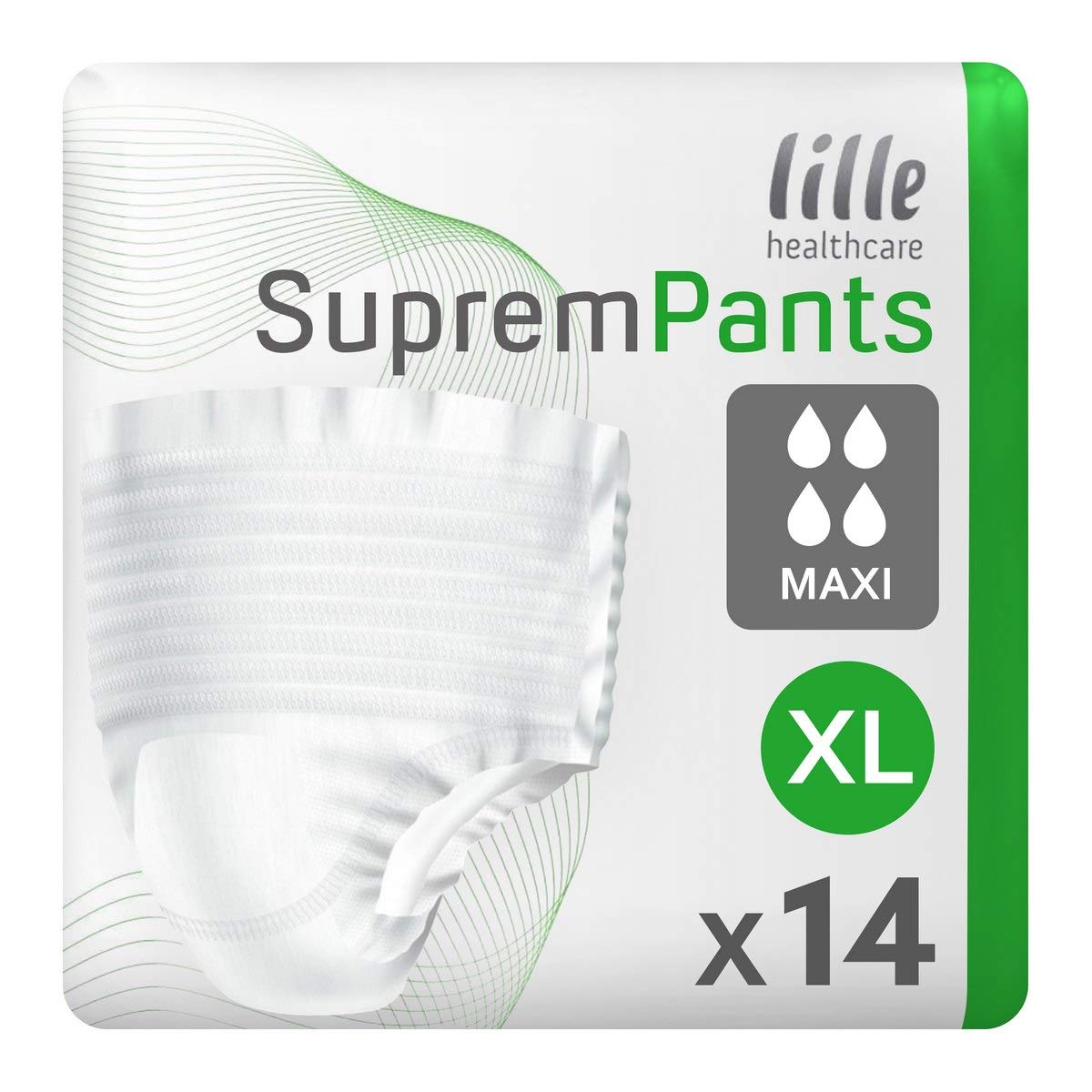 LILLE SupremPants Incontinence Pads, Fast Absorbing Disposable Briefs for Men and Women, Maxi, Heavy Absorption, Size XL, Pack of 14