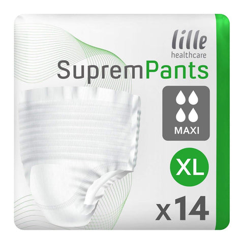 LILLE SupremPants Incontinence Pads, Fast Absorbing Disposable Briefs for Men and Women, Maxi, Heavy Absorption, Size XL, Pack of 14