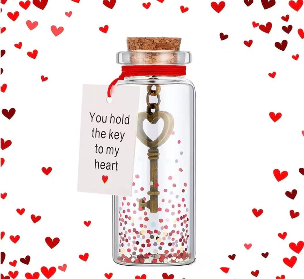 Valentine’s Day Gift For Her,Him - You Hold the Key to My Heart Bottle with Box, I Love You Gifts For Boyfriend Girlfriend, Present For Wife Husband,Romantic Christmas?Wedding Gifts (bottle)