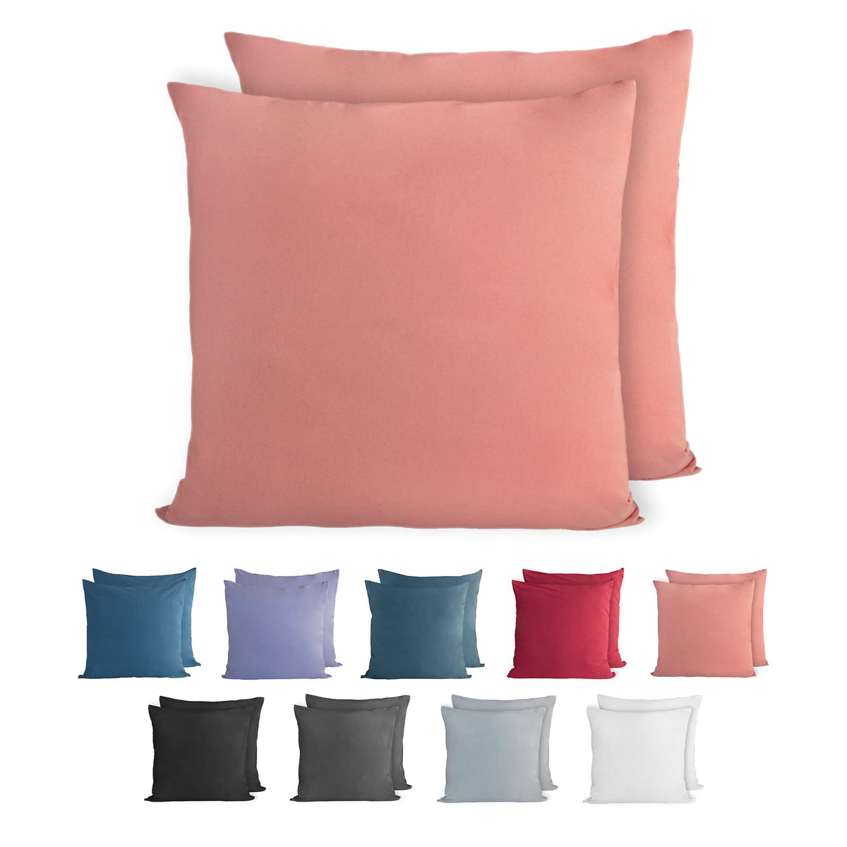 Komfortec 100% cotton cushion covers, set of 2, 40 x 40 cm, super soft premium jersey pillowcase, 150 g/mÂ², cushion cover, powder colour