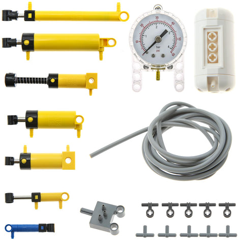 ASTEM 21pcs Pneumatic Technic-Parts Kit Compatible with Lego Pneumatic Cylinders-Air-Pump Pressure Rod Switch Piston Hose Technic Linear Actuator MOC-Spare-Parts.