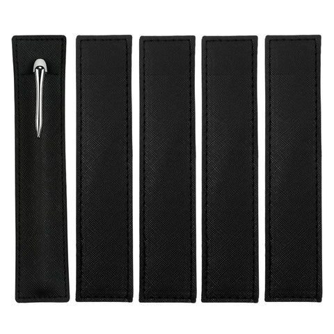 5 Pack Leather Pen Pouch Sleeve, Single Fountain Pen Holder Case, Soft Pen Protective Cover Organizer for Stylus Touch Pen, Ballpoint Pen, Pencils (Black)