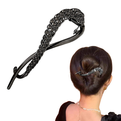 AEGYPIUS Hair Clip, Metal Rhinestone One Word Hair Clip, French Barrettes Jaw Clip, Hairpin - Durable for Everyday Use - Versatile Accessory for Women and Girls (Black)