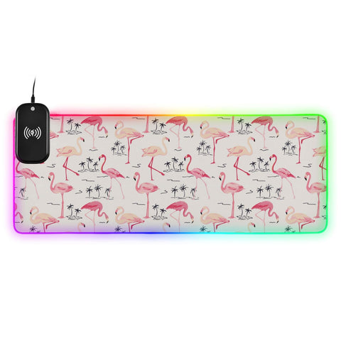 Flamingo (66) Wireless Charging Mouse Pad for Mobile Phone Extra Large Gaming Mousepad with 13 Lighting Modes Keyboard Mat for MacBook PC Laptop Desk Office Home Gaming