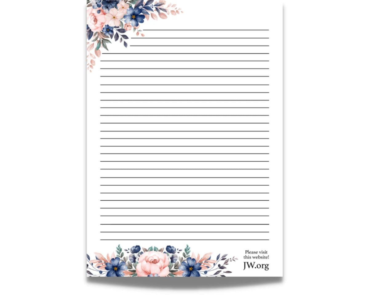 JW Letter Writing A4 Pad Stationery Paper Lined Gift Notepad Writing Sheets (Winter Flowers)