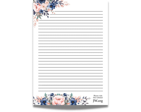 JW Letter Writing A4 Pad Stationery Paper Lined Gift Notepad Writing Sheets (Winter Flowers)
