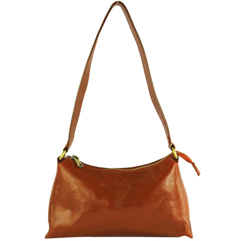 modamoda de - T255 - Small Women's Leather Bag Made in Italy, Cognac, Small
